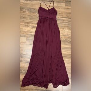 David's Bridal Celebrate Spaghetti Strap Tie, Bridesmaid Dress, Wine, Size 6-NWT